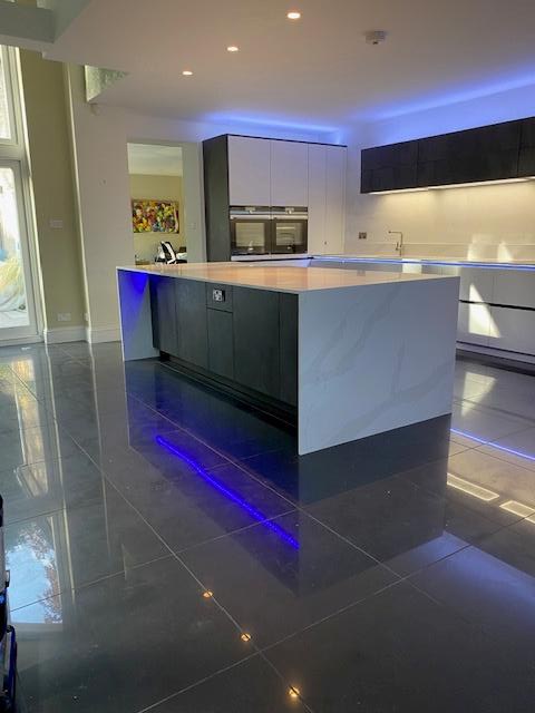 Luxury kitchen with LED feature lighting